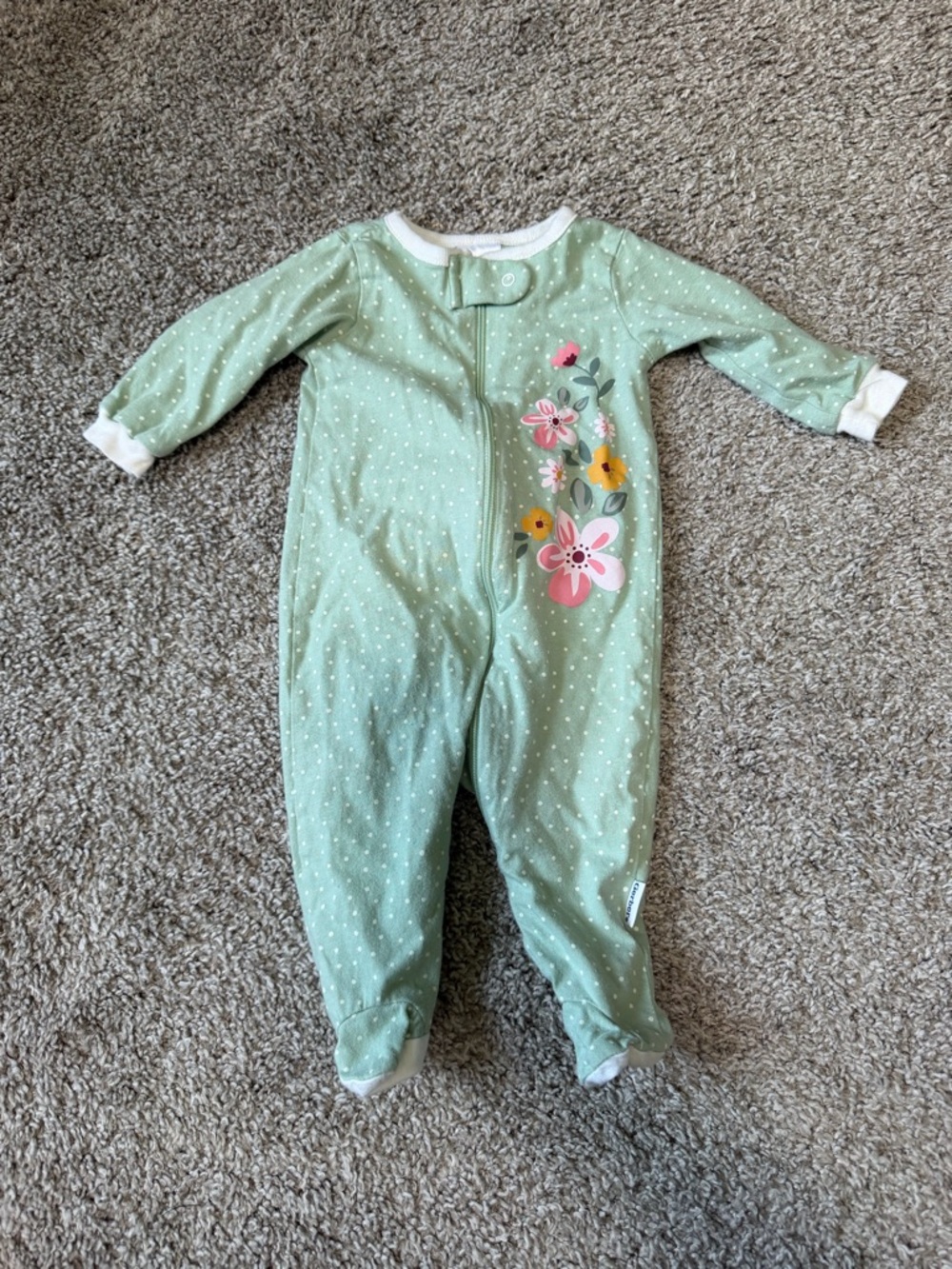 ☀️3/$10 BUNDLE!!☀️ Gerber Mint Green Floral Baby One-Piece Sleeper 0-3M
